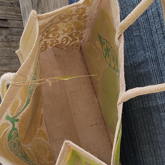 NEW Trader Joe's Lemon Jute Tote Bag SET 2 - Picture 4 of 10